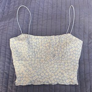 FOREVER 21 flow print crop top blue